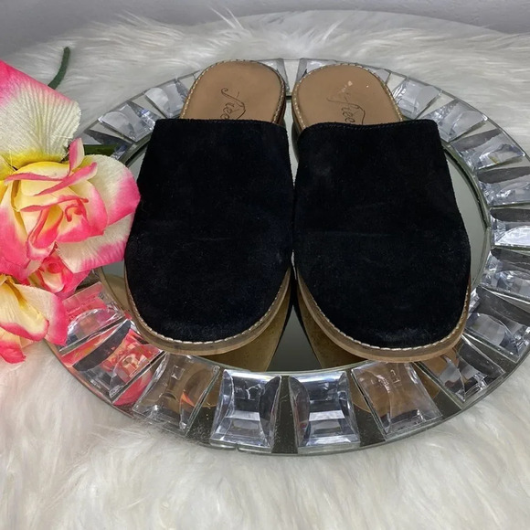 Free People Black Suede Flat Mules 38 - Picture 2 of 6